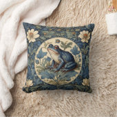 ヴィンテージウィリアムモリススタイルブルーフロッグクッション クッション (ブランケット)