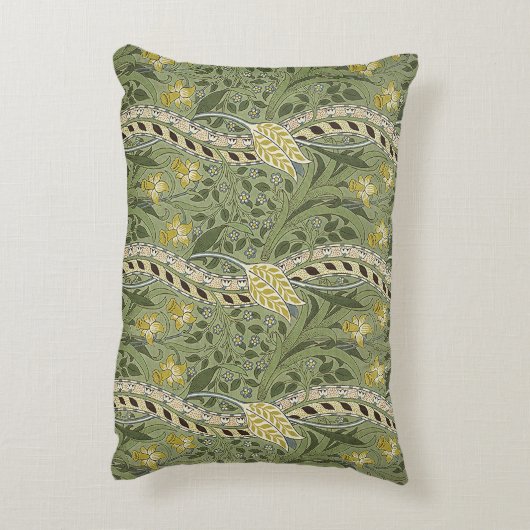 ヴィンテージウィリアムモリスダフォディルフラワーイエロー アクセントクッション (裏面(縦))