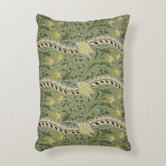 ヴィンテージウィリアムモリスダフォディルフラワーイエロー アクセントクッション (正面(垂直))