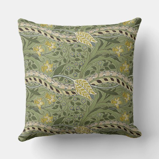 ヴィンテージウィリアムモリスダフォディルフラワーイエロー クッション (裏面)