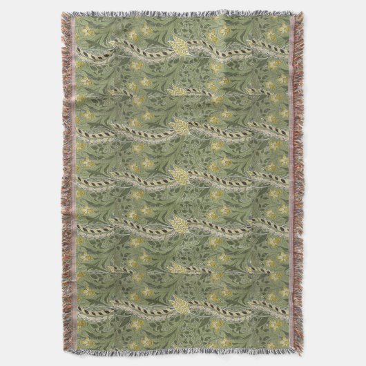 ヴィンテージウィリアムモリスダフォディルフラワーイエロー スローブランケット (正面縦)