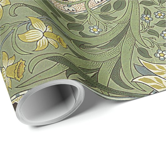 ヴィンテージウィリアムモリスダフォディルフラワーイエロー ラッピングペーパー (ロールコーナー)