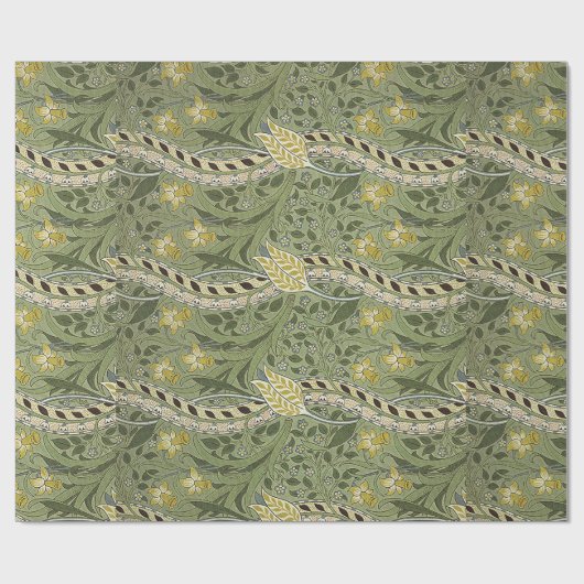 ヴィンテージウィリアムモリスダフォディルフラワーイエロー ラッピングペーパー (フラット)