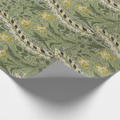 ヴィンテージウィリアムモリスダフォディルフラワーイエロー ラッピングペーパー (角)