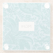 ヴィンテージウィリアムモリスティール(緑がかった色)ボタニカルモノグラム ガラスコースター (裏面)