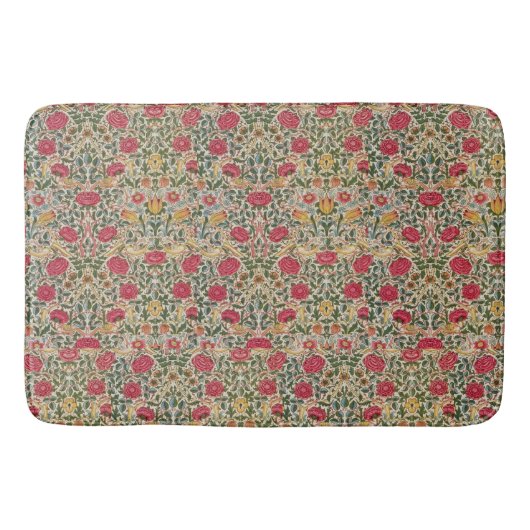 ヴィンテージウィリアムモリスバラピンクイエローバードフローラ バスマット (正面)