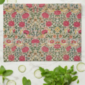 ヴィンテージウィリアムモリスバラピンクイエローバードフロー キッチンタオル (折り畳み)