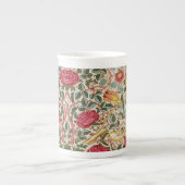 ヴィンテージウィリアムモリスバラピンクイエローバードフロー ボーンチャイナマグカップ (正面)
