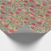 ヴィンテージウィリアムモリスバラピンクイエローバードフロー ラッピングペーパー (角)