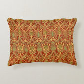 ヴィンテージウィリアムモリスパターンレッドターコイズ金ゴールド アクセントクッション (正面)