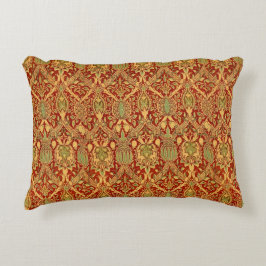 ヴィンテージウィリアムモリスパターンレッドターコイズ金ゴールド アクセントクッション