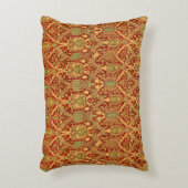 ヴィンテージウィリアムモリスパターンレッドターコイズ金ゴールド アクセントクッション (正面(垂直))