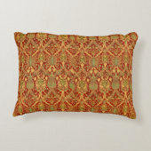 ヴィンテージウィリアムモリスパターンレッドターコイズ金ゴールド アクセントクッション (裏面)