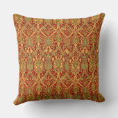 ヴィンテージウィリアムモリスパターンレッドターコイズ金ゴールド クッション (裏面)