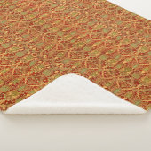 ヴィンテージウィリアムモリスパターンレッドターコイズ金ゴールド シェルパブランケット (3/4)