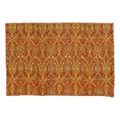 ヴィンテージウィリアムモリスパターンレッドターコイズ金ゴールド 枕カバー (正面左)