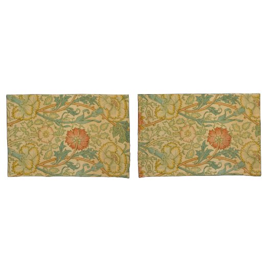 ヴィンテージウィリアムモリスピンクアンドバラ 枕カバー (フロントセット)