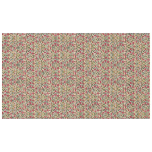 ヴィンテージウィリアムモリスピンクイエローバードフローラ テーブルクロス (正面(横))