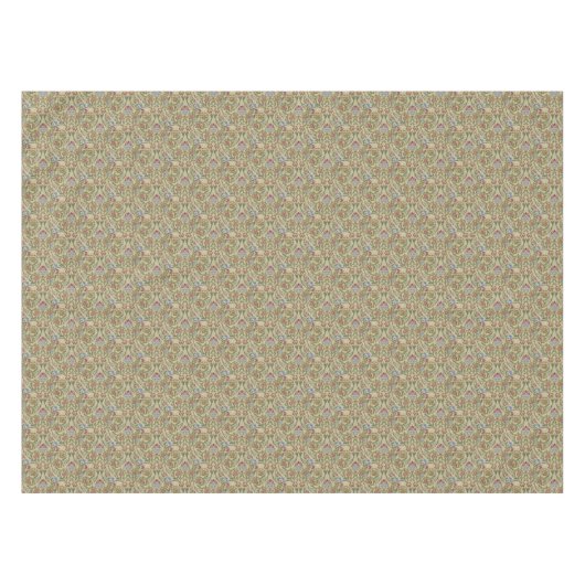 ヴィンテージウィリアムモリスピンクブルーブロケード テーブルクロス (正面(横))