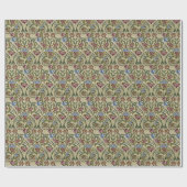 ヴィンテージウィリアムモリスピンクブルーブロケード ラッピングペーパー (フラット)