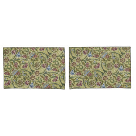 ヴィンテージウィリアムモリスピンクブルーブロケード 枕カバー