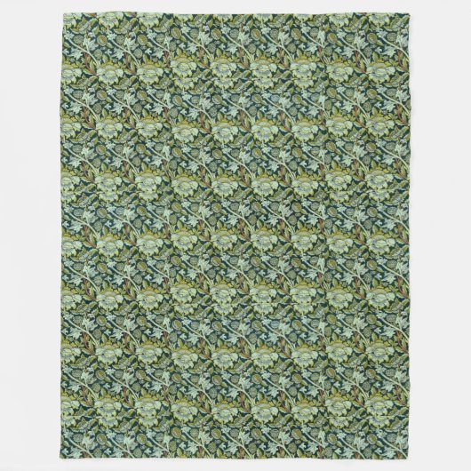 ヴィンテージウィリアムモリスフローラウィーパターン フリースブランケット (正面)