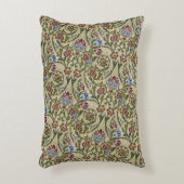 ヴィンテージウィリアムモリスフローラピンクブルーブロケード アクセントクッション (正面(垂直))