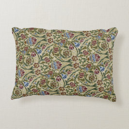 ヴィンテージウィリアムモリスフローラピンクブルーブロケード アクセントクッション