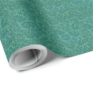 ヴィンテージウィリアムモリスフローラルパターングリーン ラッピングペーパー