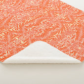 ヴィンテージウィリアムモリスフローラルパターンホワイトオレンジ シェルパブランケット (3/4)