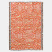 ヴィンテージウィリアムモリスフローラルパターンホワイトオレンジ スローブランケット (正面縦)