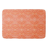 ヴィンテージウィリアムモリスフローラルパターンホワイトオレンジ バスマット (正面)