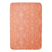 ヴィンテージウィリアムモリスフローラルパターンホワイトオレンジ バスマット (正面縦)