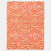 ヴィンテージウィリアムモリスフローラルパターンホワイトオレンジ フリースブランケット (正面)