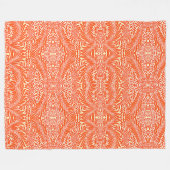 ヴィンテージウィリアムモリスフローラルパターンホワイトオレンジ フリースブランケット (正面(横))