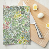 ヴィンテージウィリアムモリスボワーフラワーグリーン キッチンタオル (四つ折り)