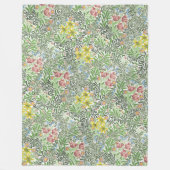 ヴィンテージウィリアムモリスボワーフラワーグリーン フリースブランケット (正面)