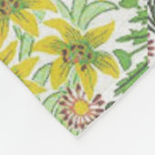 ヴィンテージウィリアムモリスボワーフラワーグリーン フリースブランケット (角)