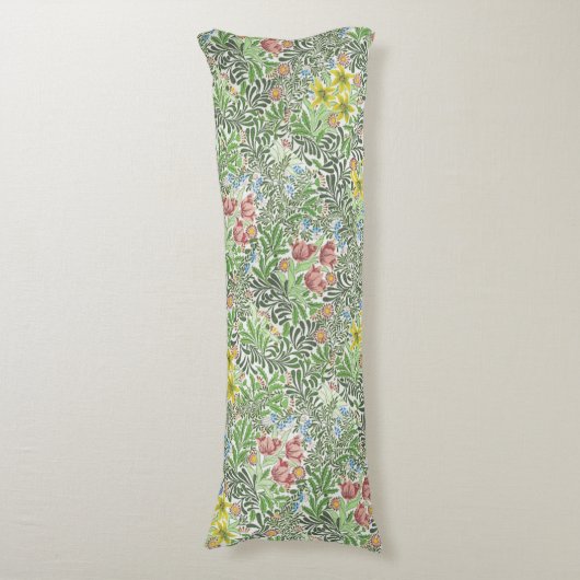 ヴィンテージウィリアムモリスボワーフラワーグリーン ボディピロー (正面縦)