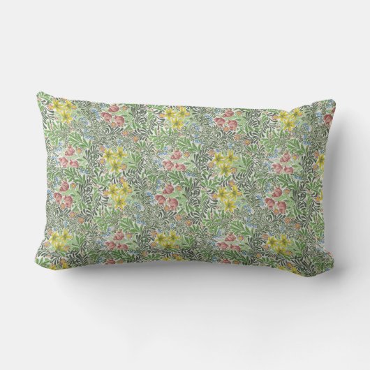 ヴィンテージウィリアムモリスボワーフラワーグリーン ランバークッション (裏面)