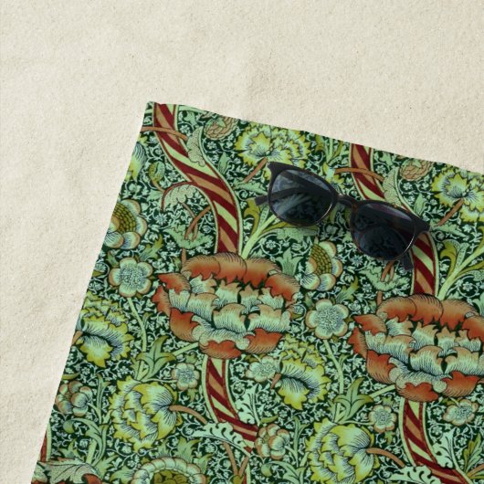 ヴィンテージウィリアムモリスワンルパターン ビーチタオル (インサイチュ)