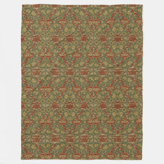 ヴィンテージウィリアムモリスワンレ フリースブランケット (正面)