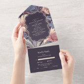 ヴィンテージウィリアム結婚モリス・ラベンダー オールインワン招待状 (貼ってはがせる)