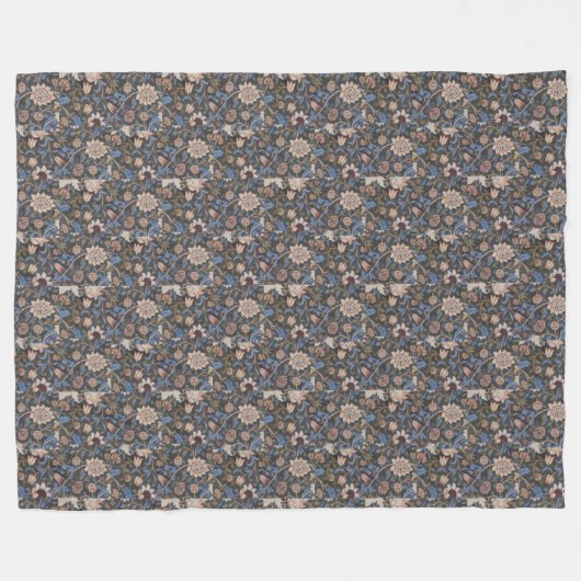 ヴィンテージウィリアム・モリスエヴェンロデ繊維デザイン フリースブランケット (正面(横))
