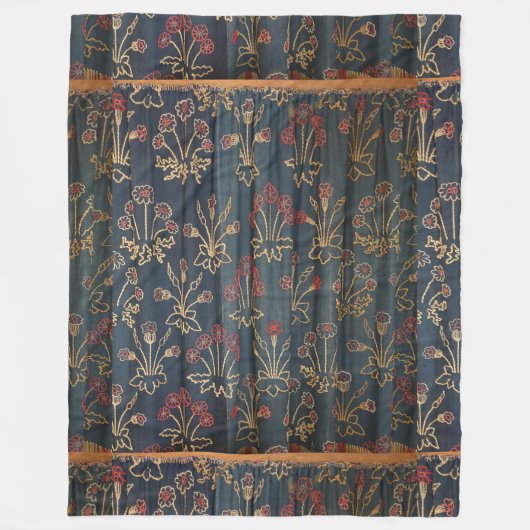 ヴィンテージウィリアム・モリスフローラデイジーパターン フリースブランケット (正面)