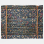 ヴィンテージウィリアム・モリスフローラデイジーパターン フリースブランケット (正面(横))