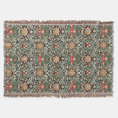 ヴィンテージウィリアム・モリスフローラプリントパターン スローブランケット (正面)