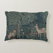 ヴィンテージウィリアム・モリス緑の森の動物 アクセントクッション (裏面)