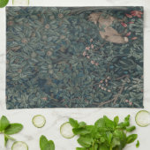 ヴィンテージウィリアム・モリス緑の森の動物 キッチンタオル (折り畳み)