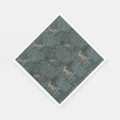 ヴィンテージウィリアム・モリス緑の森の動物 スタンダードランチョンナプキン (角)